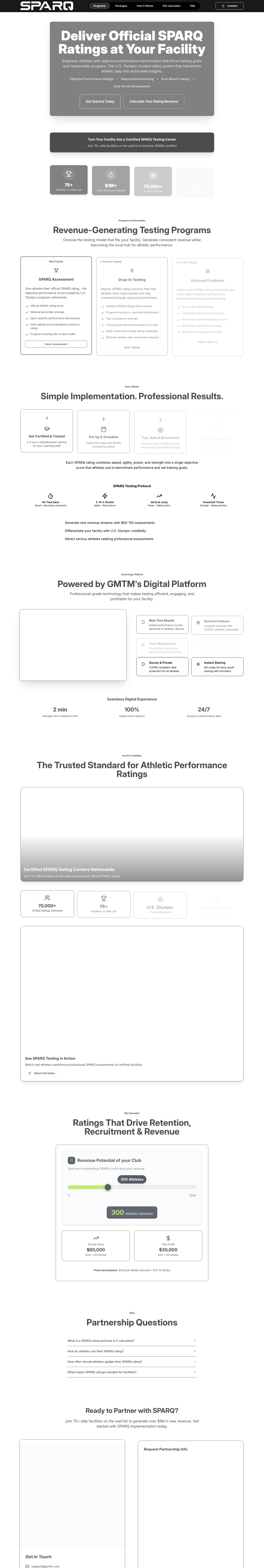 SparqCertified.com — the facility partnership landing page built to capture and convert inbound facility interest at scale